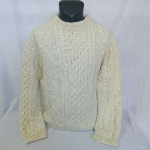 Irish Home Crafts Sweaters - Vintage Cream Irish Virgin Wool L Sweater